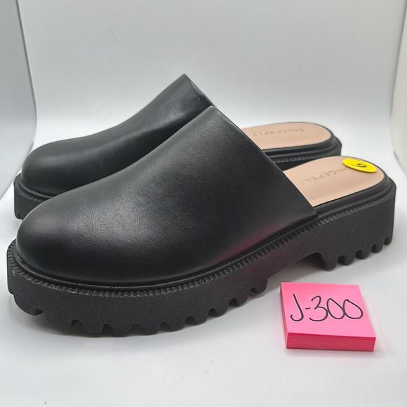 SINCERLY JULES Lugged Platform Clog 9 BLACK - Picture 3 of 7